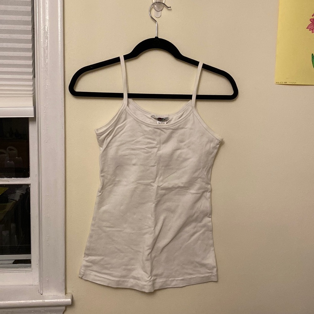 Hard tail white cami with built in shelf bra